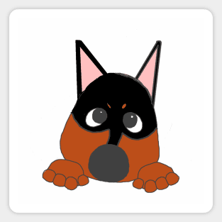 miniature pinscher black and rust peeking cartoon Magnet